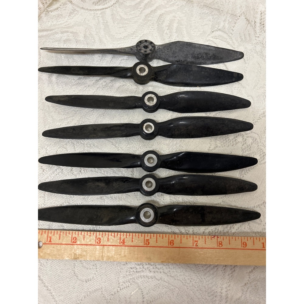 Vintage SNAFU 75 Model Airplane‎ Propellers Lot of 7 Black 10 Inch Aviation #8